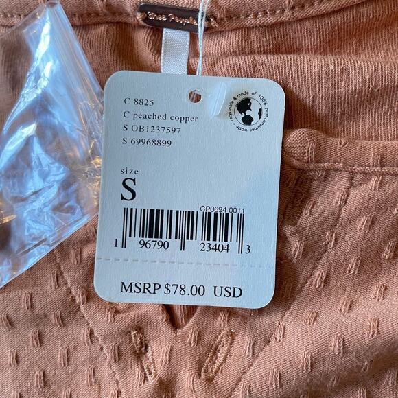 FREE PEOPLE, SIZE S, OFF THE SHOULDER, TOP, CUTOUTS, ORANGE - Picture 3 of 4